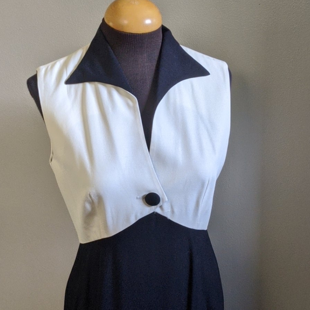 Black and off white vintage evening dress